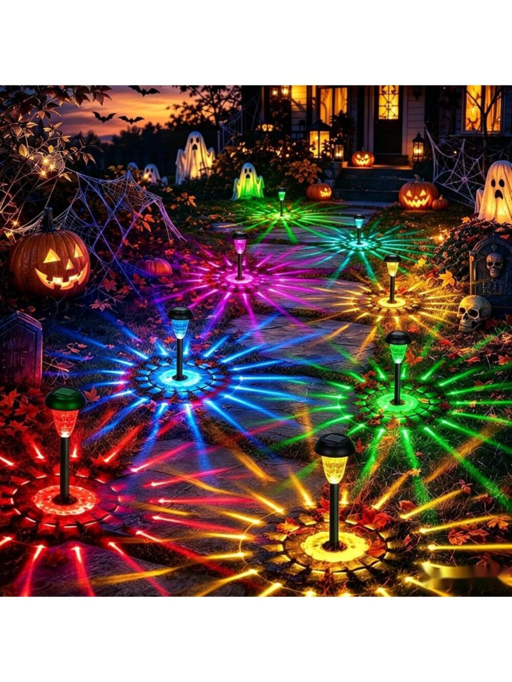 12 Pack Waterproof Color Changing Solar Pathway Lights for Outdoor Decor